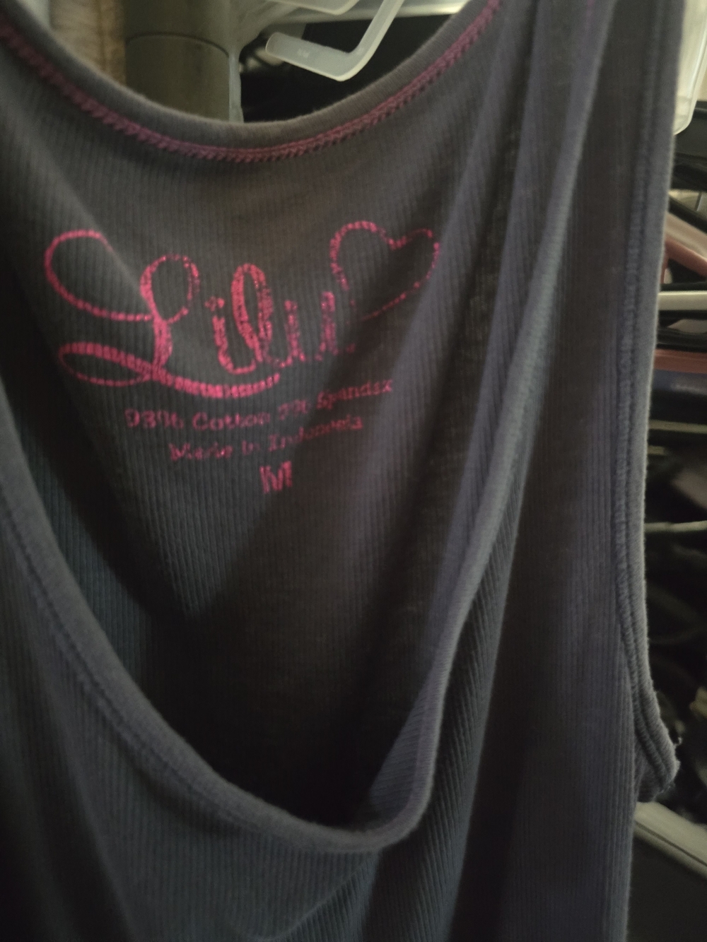 Lilu Gray Ribbed Tank Top In M - Picture 2 of 3